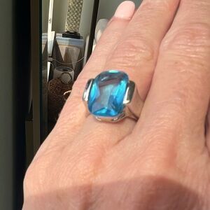 Sterling Silver ring with real aquamarine stone.